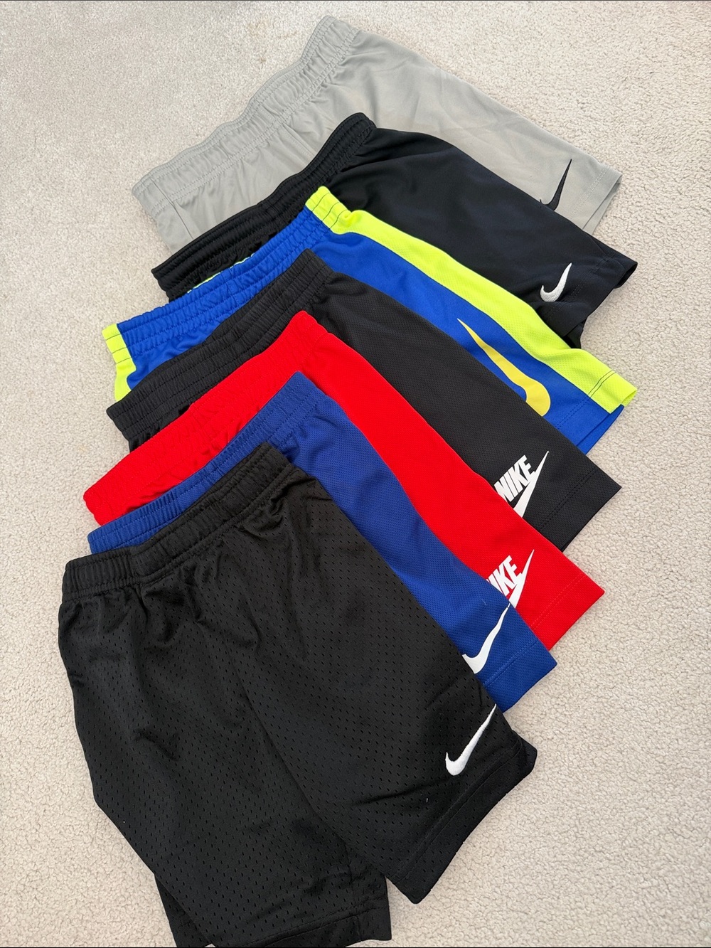Nike Kids' Athletic Shorts - Black, Red, Blue, Gr size 6 (2), 7 (3), small (2)